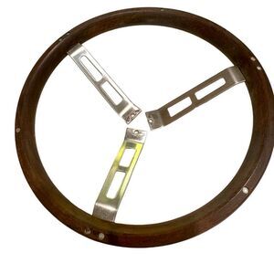 VINTAGE Wood STEERING WHEEL fits Many Style Cars Jeep EUC Man Cave Car Wall Art
